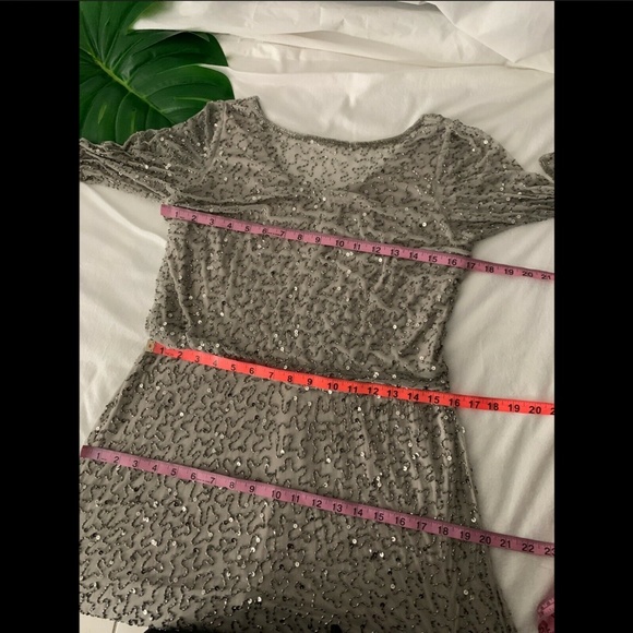 NWT Pisarro Nights Bead Embellished Blouson‎ Evening Gown Silver [SZ 8 ] - Picture 8 of 8